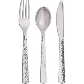 Bulk Silver Metallic Hammered Assorted Cutlery (288 per Case)