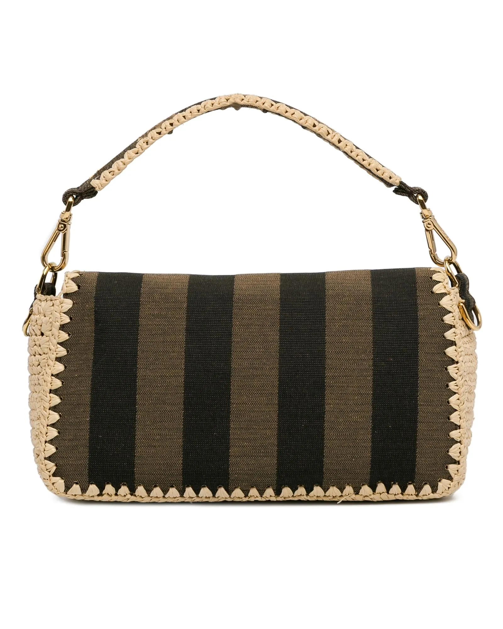 Canvas and Raffia Mamma Baguette with Detachable Strap