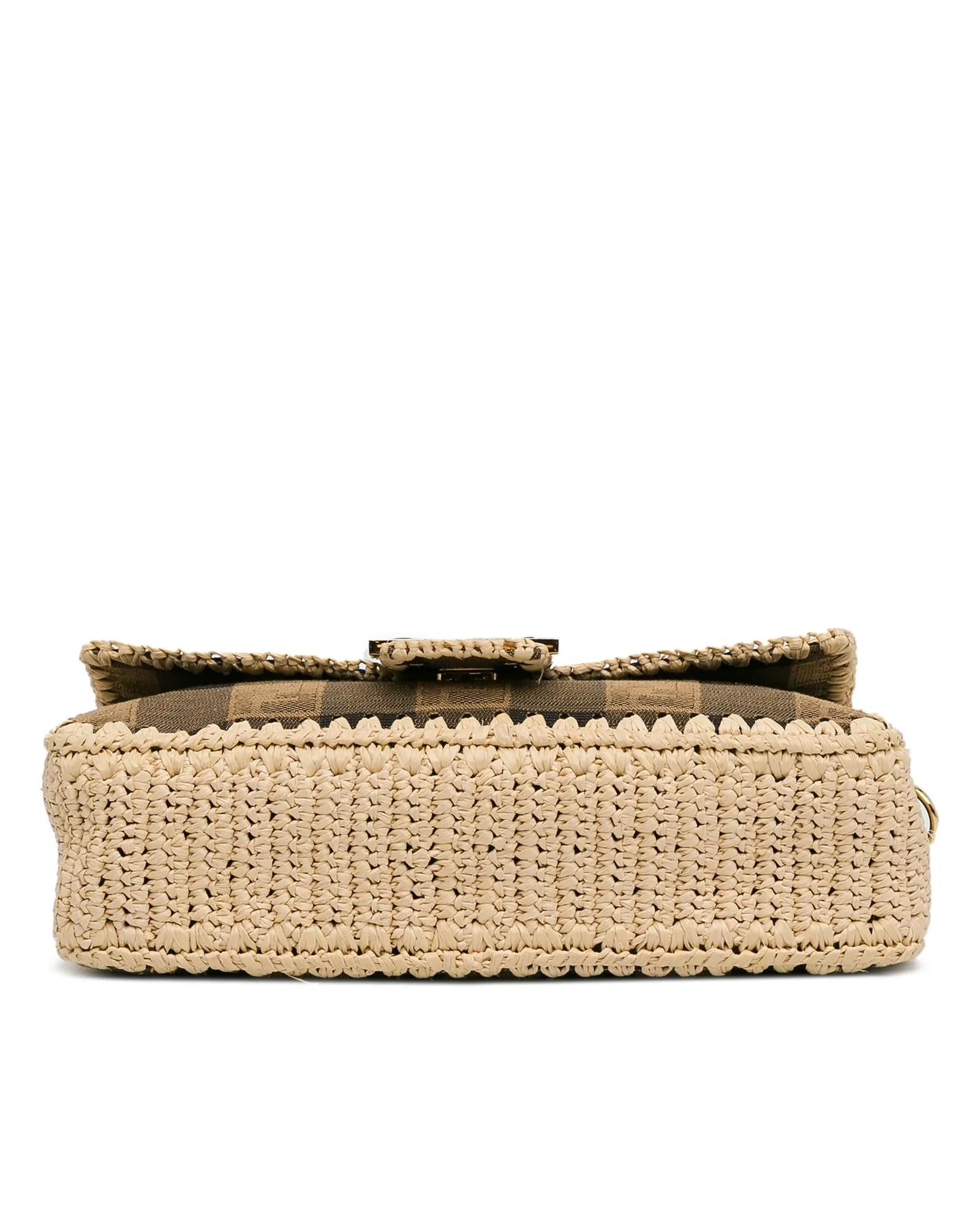 Canvas and Raffia Mamma Baguette with Detachable Strap