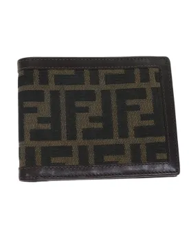 Canvas Brown and Black Wallet with Fendi Zucca Design