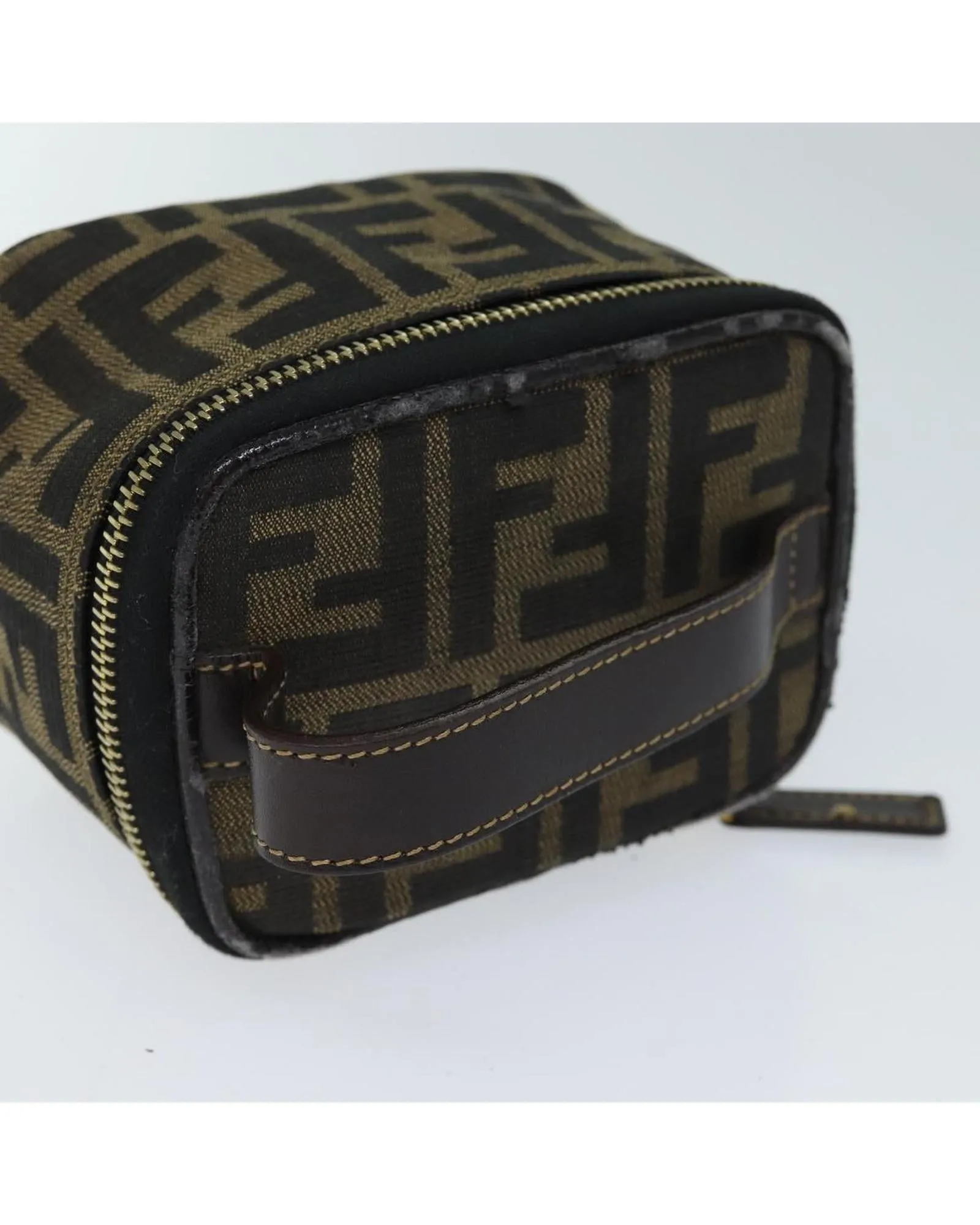 Canvas Cosmetic Pouch with Zucca Print and Metal Fittings