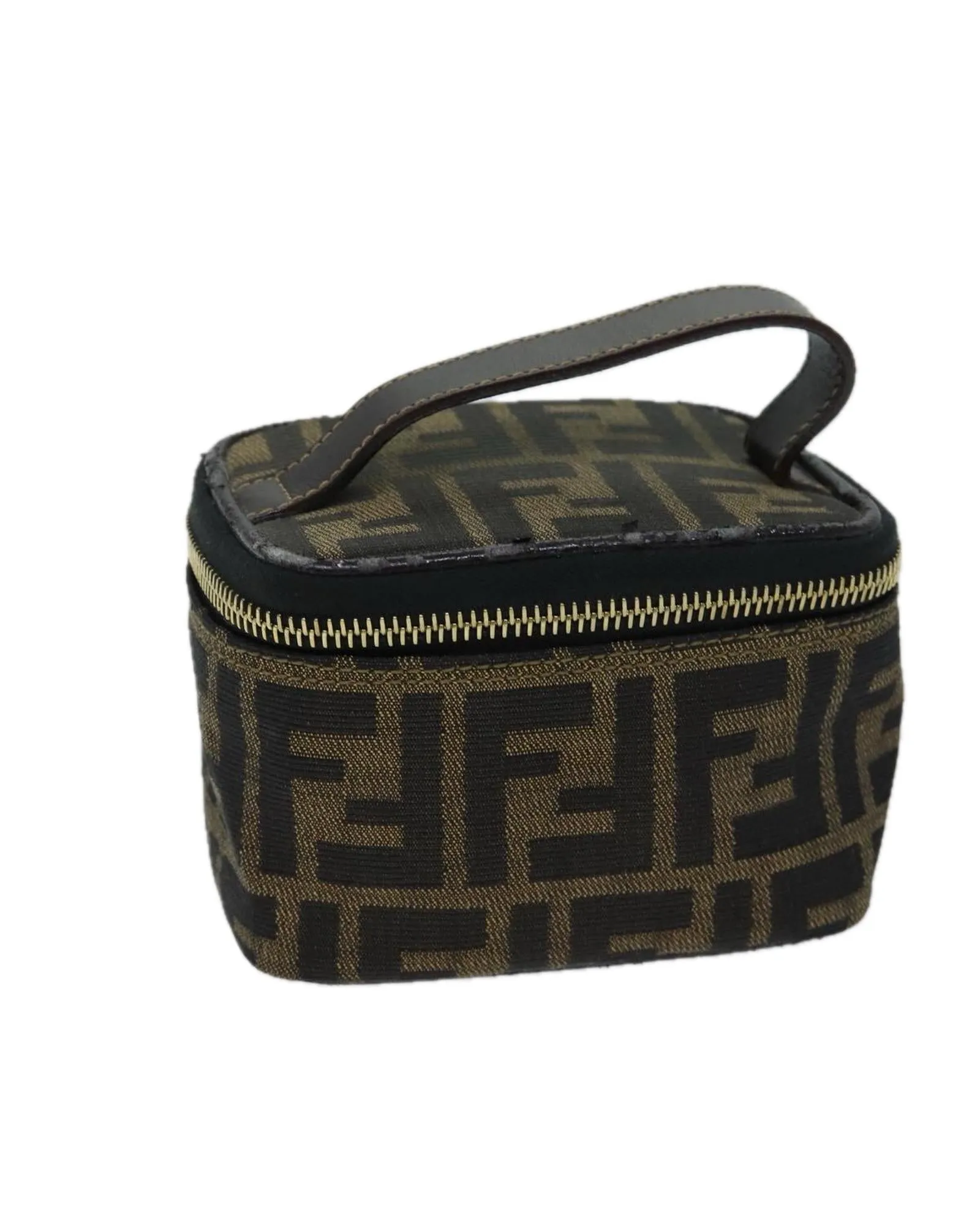 Canvas Cosmetic Pouch with Zucca Print and Metal Fittings