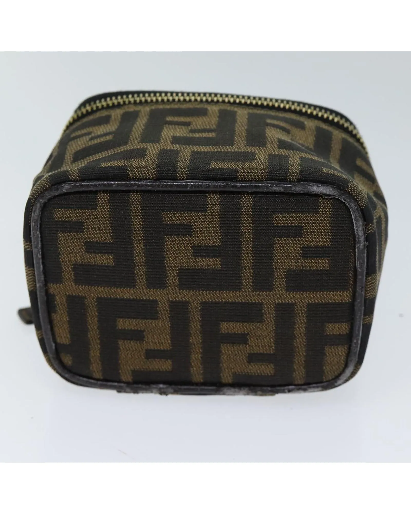 Canvas Cosmetic Pouch with Zucca Print and Metal Fittings