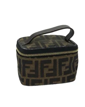 Canvas Cosmetic Pouch with Zucca Print and Metal Fittings