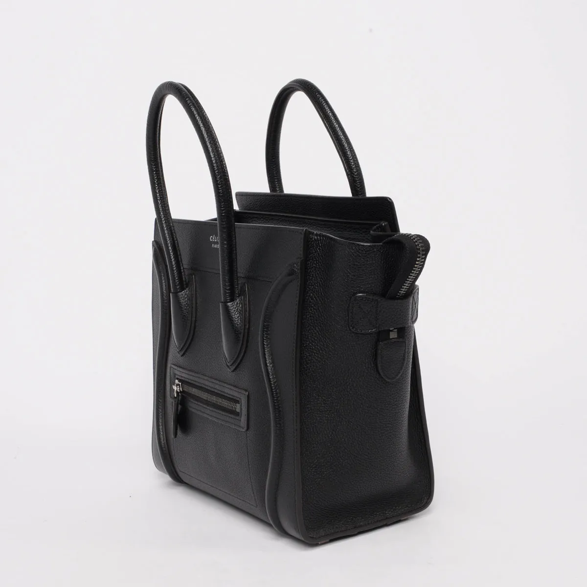 Celine Black Drummed Calfskin Macro Luggage Tote