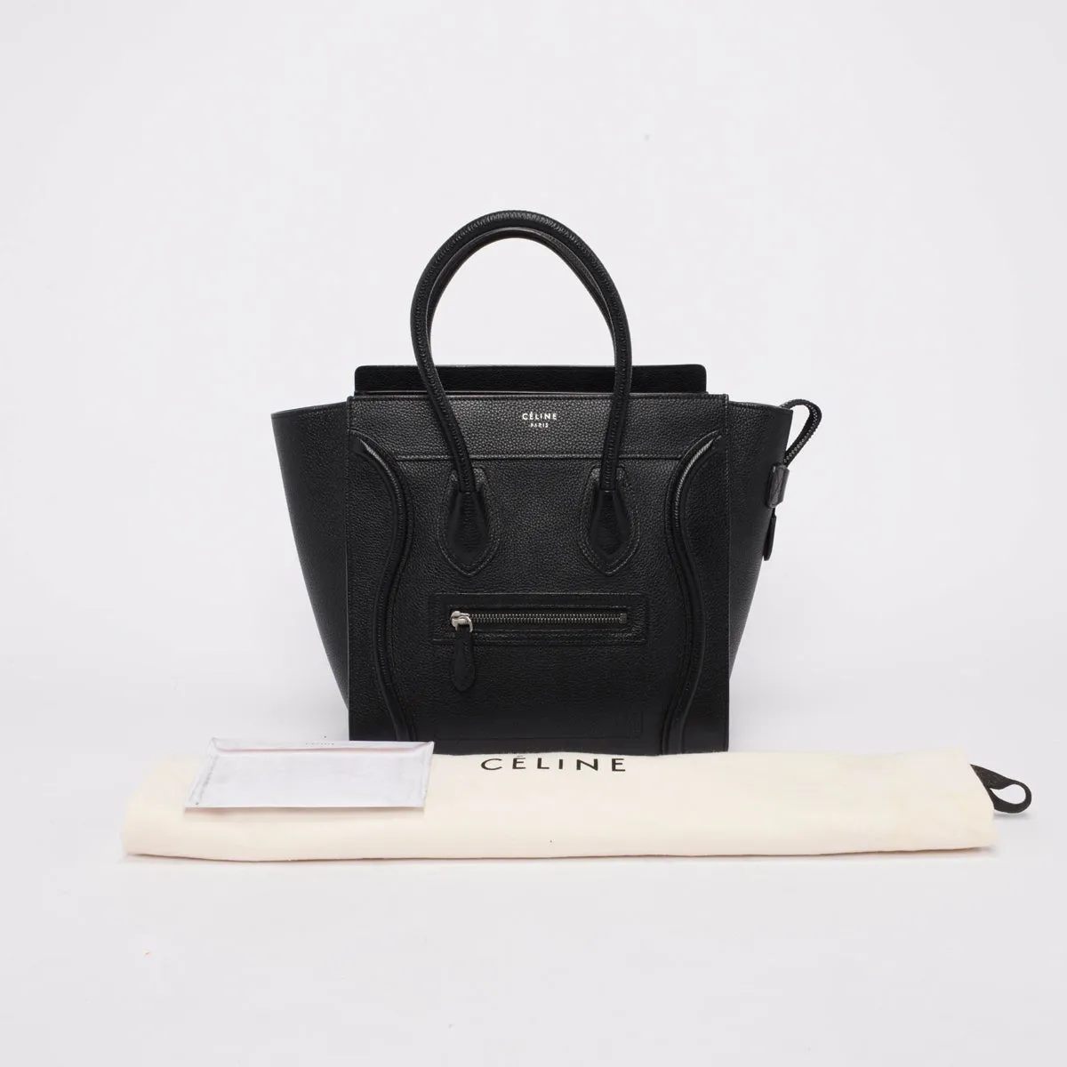 Celine Black Drummed Calfskin Macro Luggage Tote