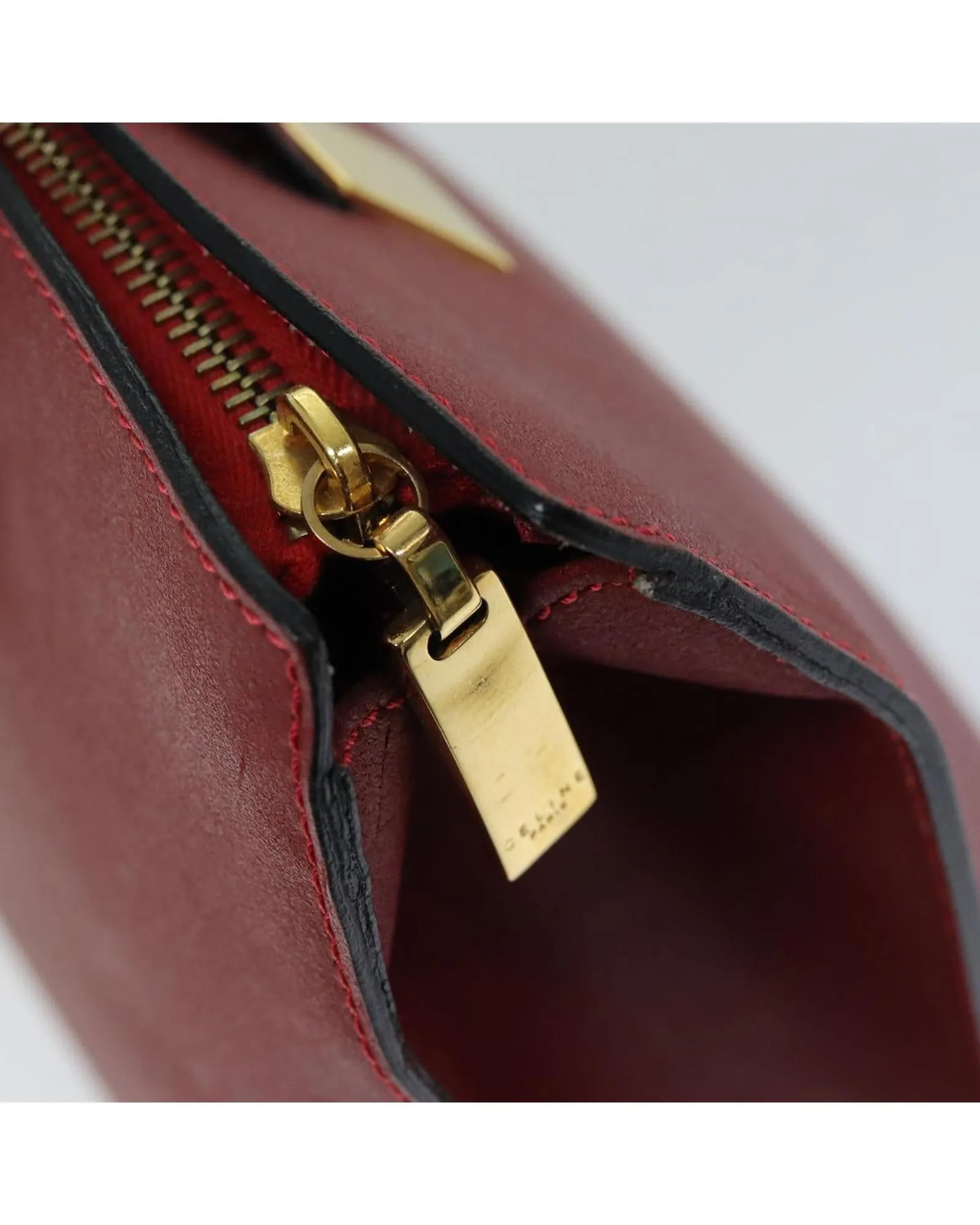 CELINE Cabas Phantom Leather Tote Bag - Burgundy