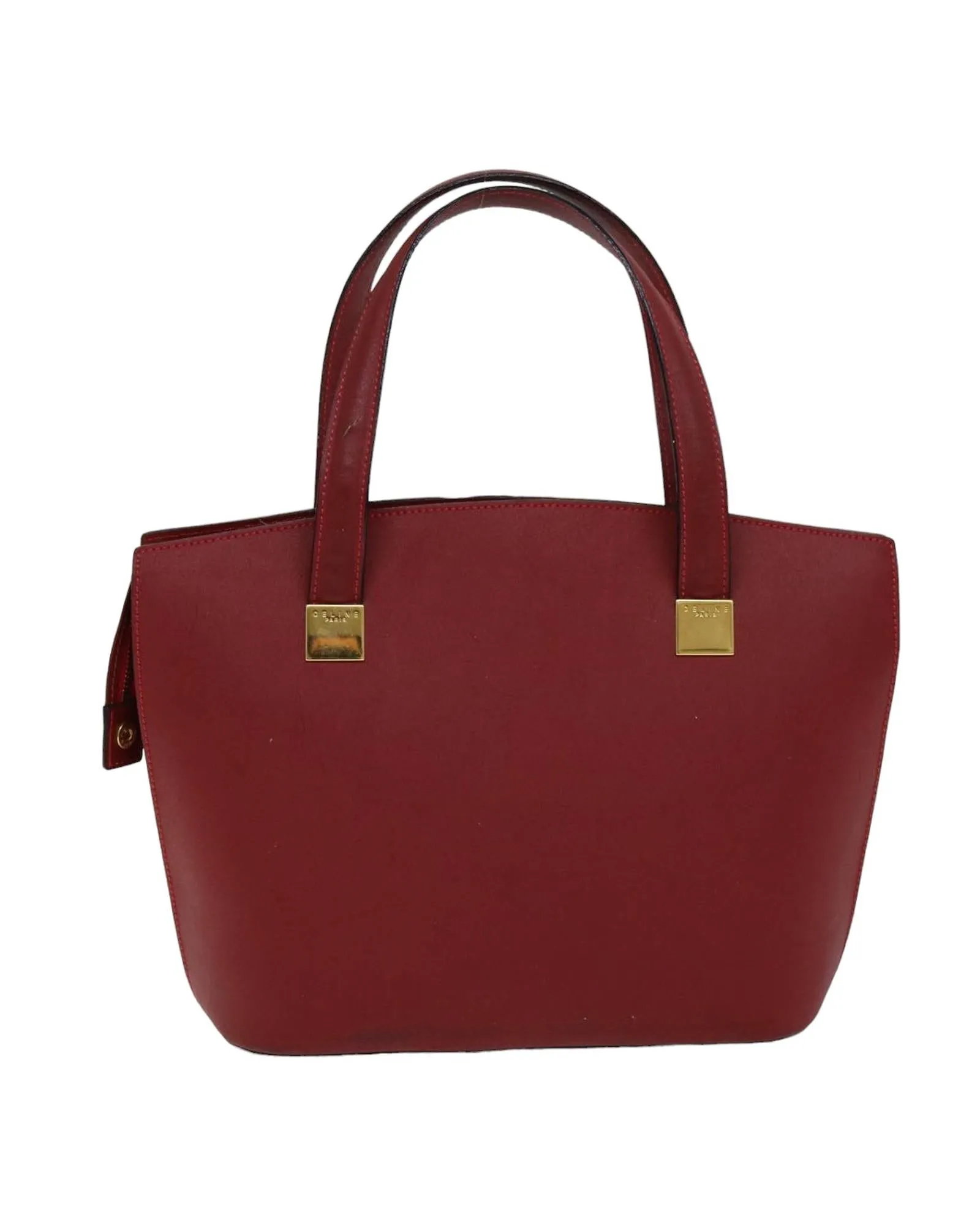 CELINE Cabas Phantom Leather Tote Bag - Burgundy