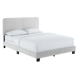 Celine Channel Tufted Performance Velvet Full Bed Light Gray MOD-6331-LGR