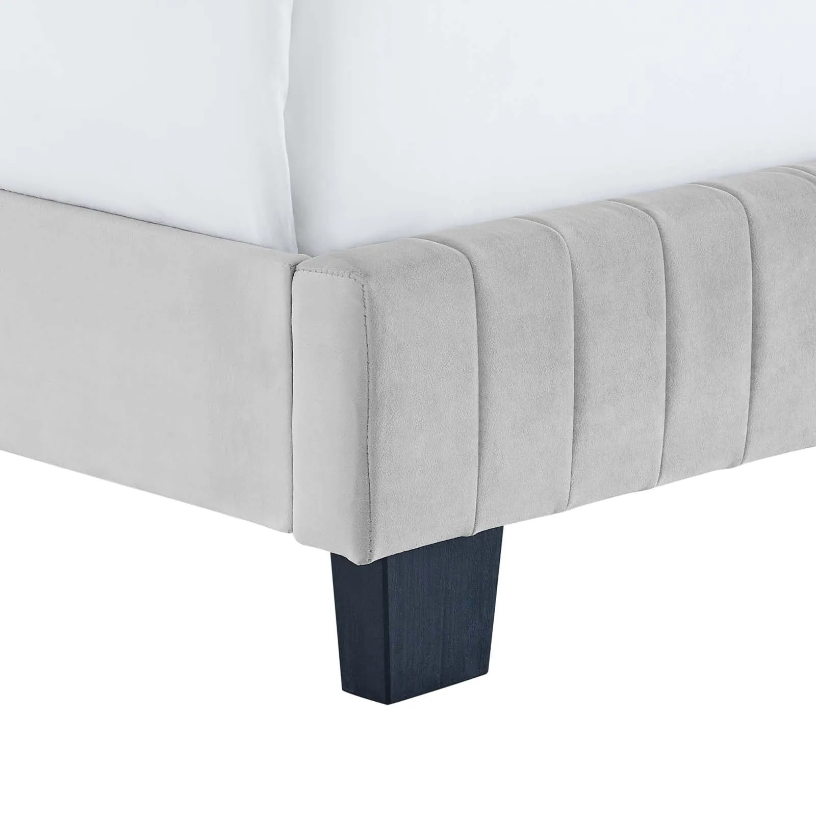 Celine Channel Tufted Performance Velvet Full Bed Light Gray MOD-6331-LGR