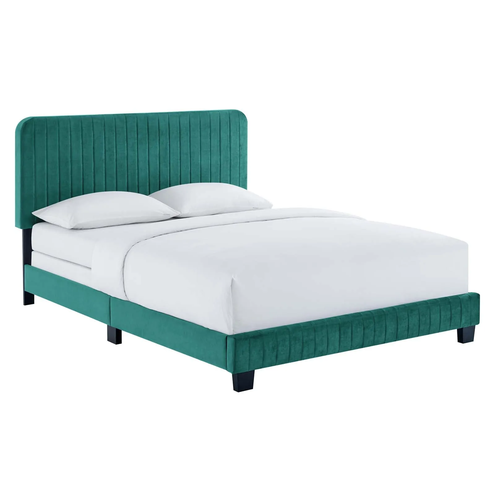 Celine Channel Tufted Performance Velvet Full Bed Teal MOD-6331-TEA