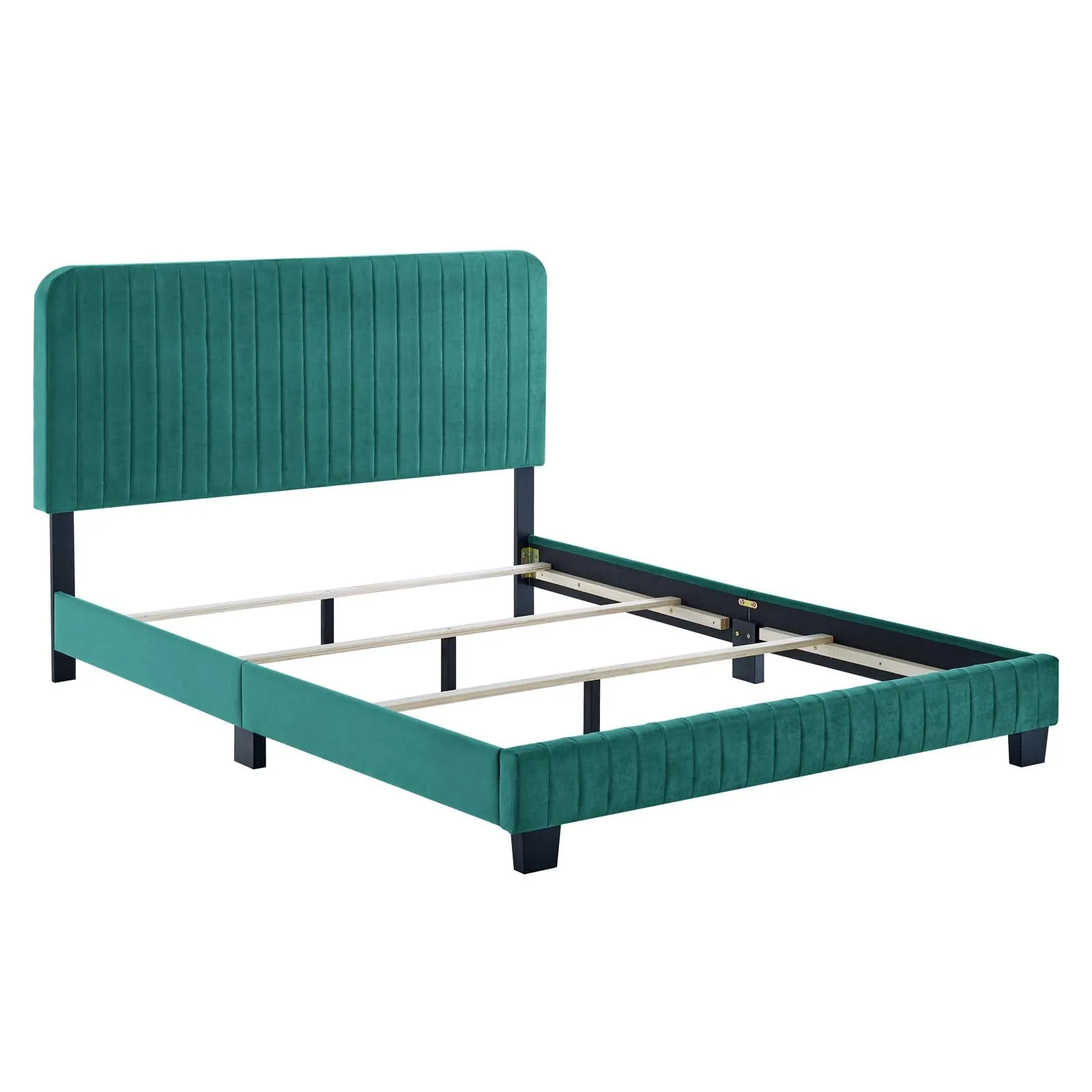 Celine Channel Tufted Performance Velvet Full Bed Teal MOD-6331-TEA