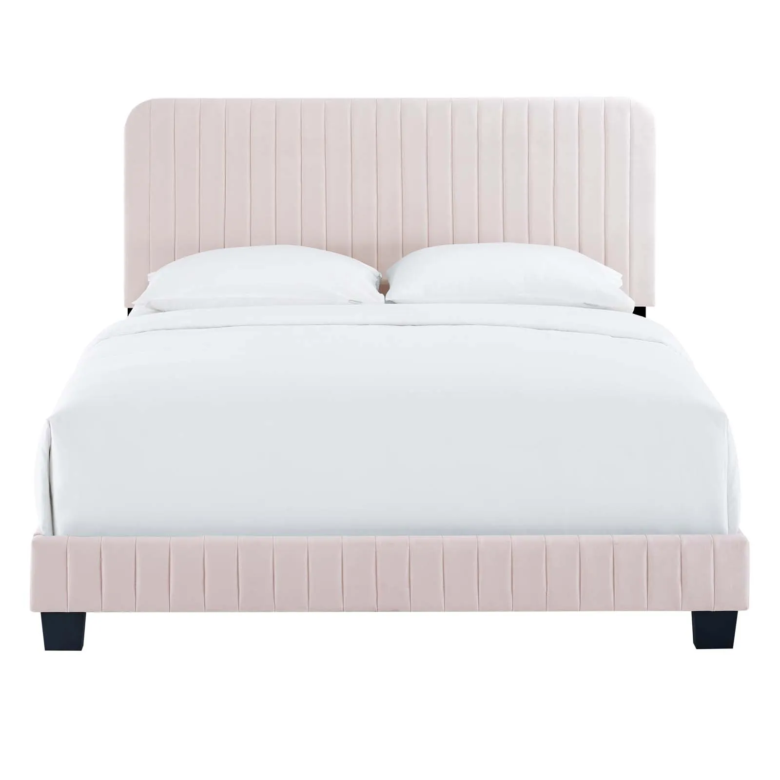 Celine Channel Tufted Performance Velvet Full Platform Bed Pink MOD-6335-PNK