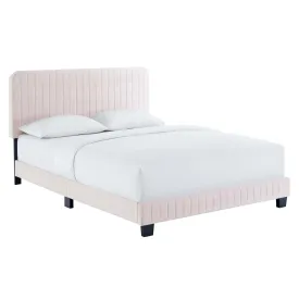 Celine Channel Tufted Performance Velvet Full Platform Bed Pink MOD-6335-PNK