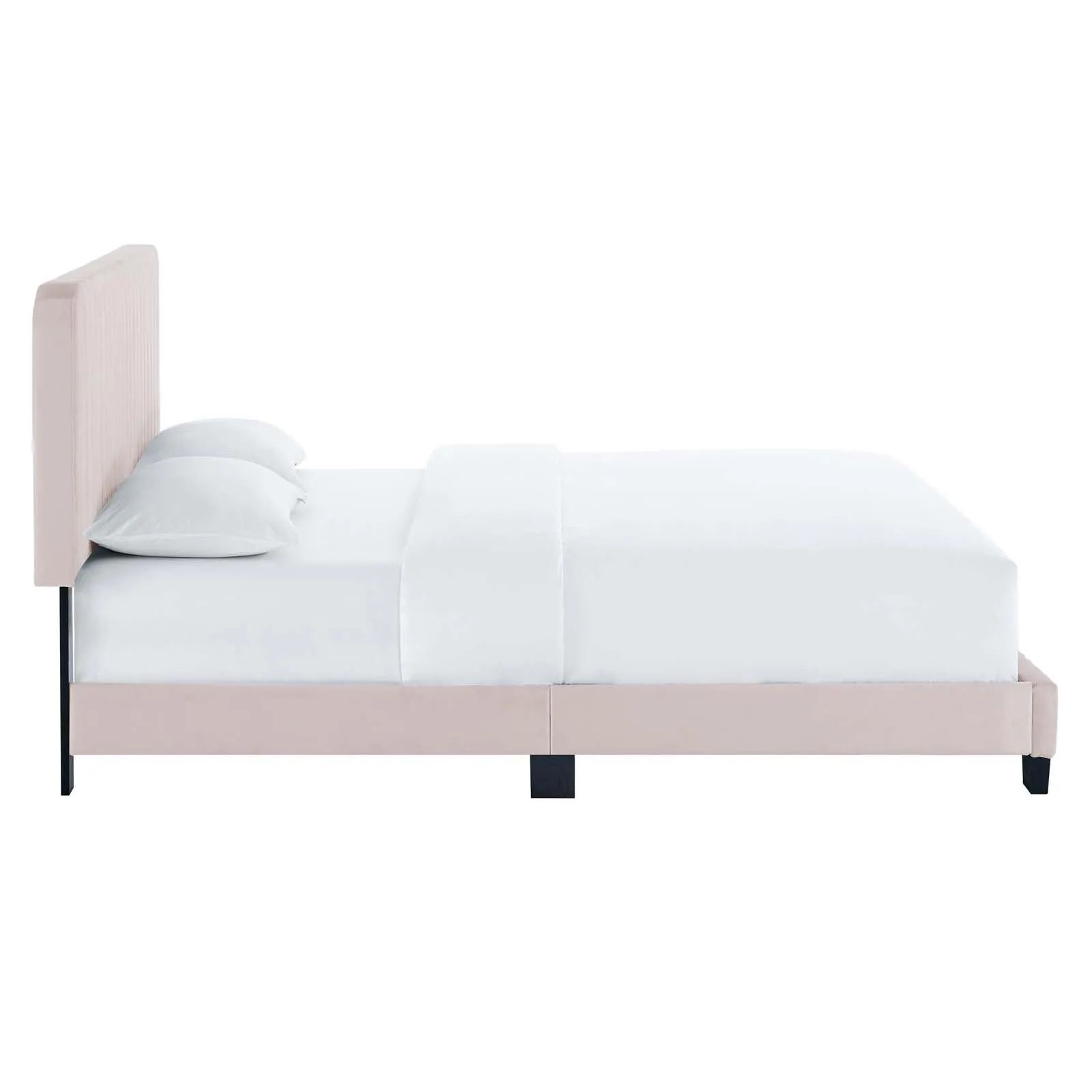 Celine Channel Tufted Performance Velvet Full Platform Bed Pink MOD-6335-PNK