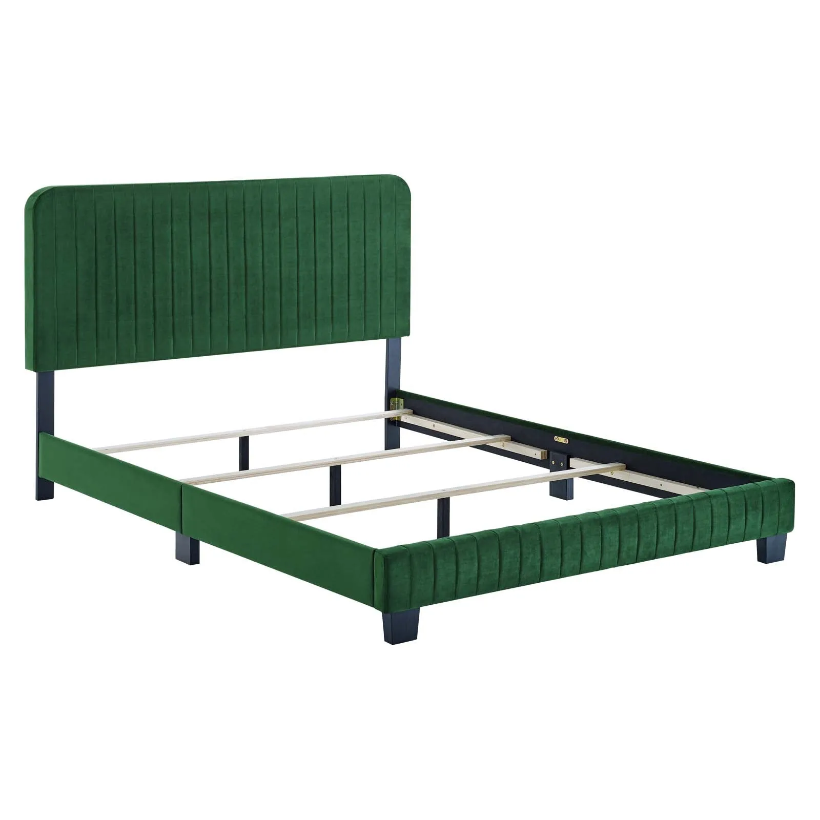 Celine Channel Tufted Performance Velvet King Bed Emerald MOD-6329-EME