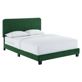 Celine Channel Tufted Performance Velvet King Bed Emerald MOD-6329-EME