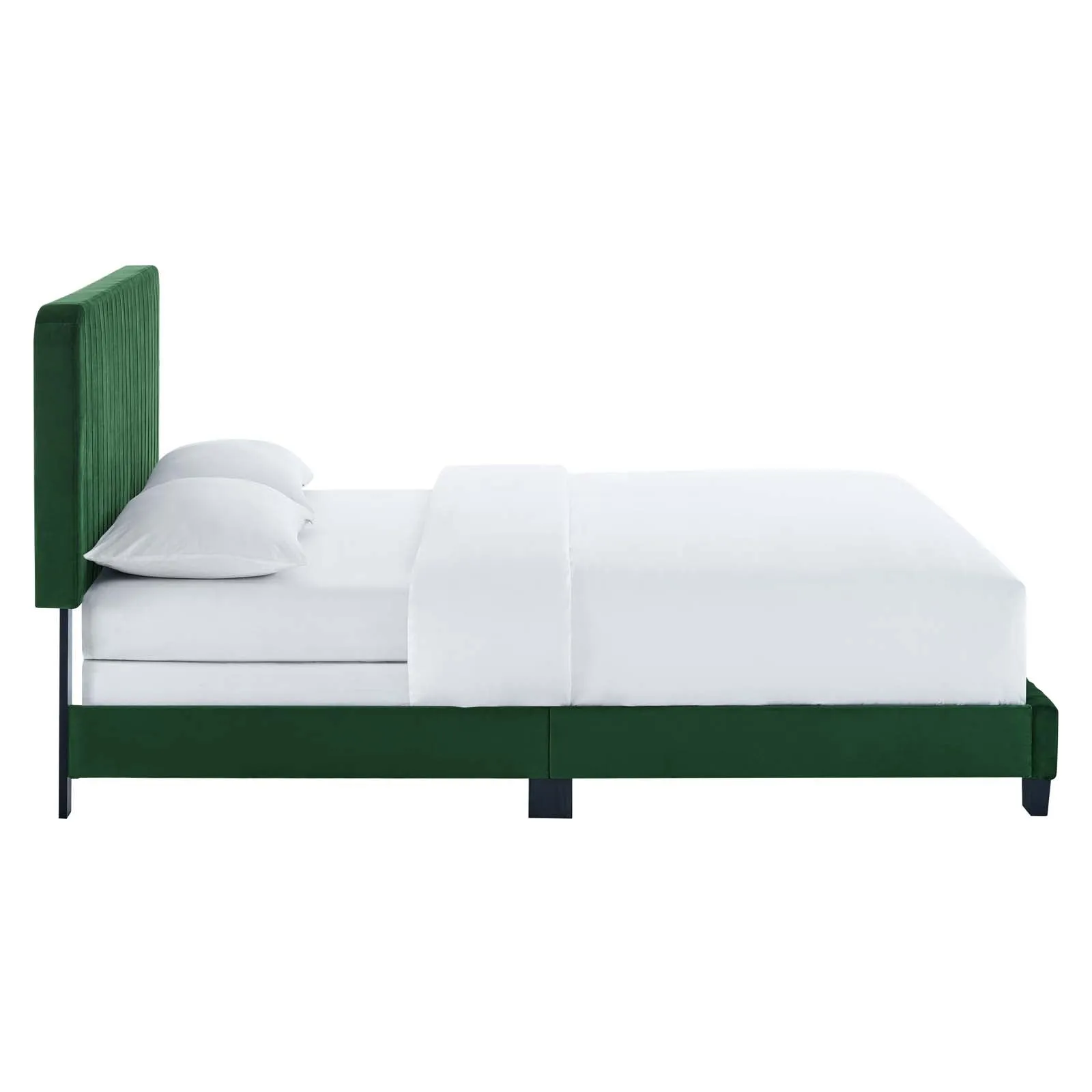 Celine Channel Tufted Performance Velvet King Bed Emerald MOD-6329-EME