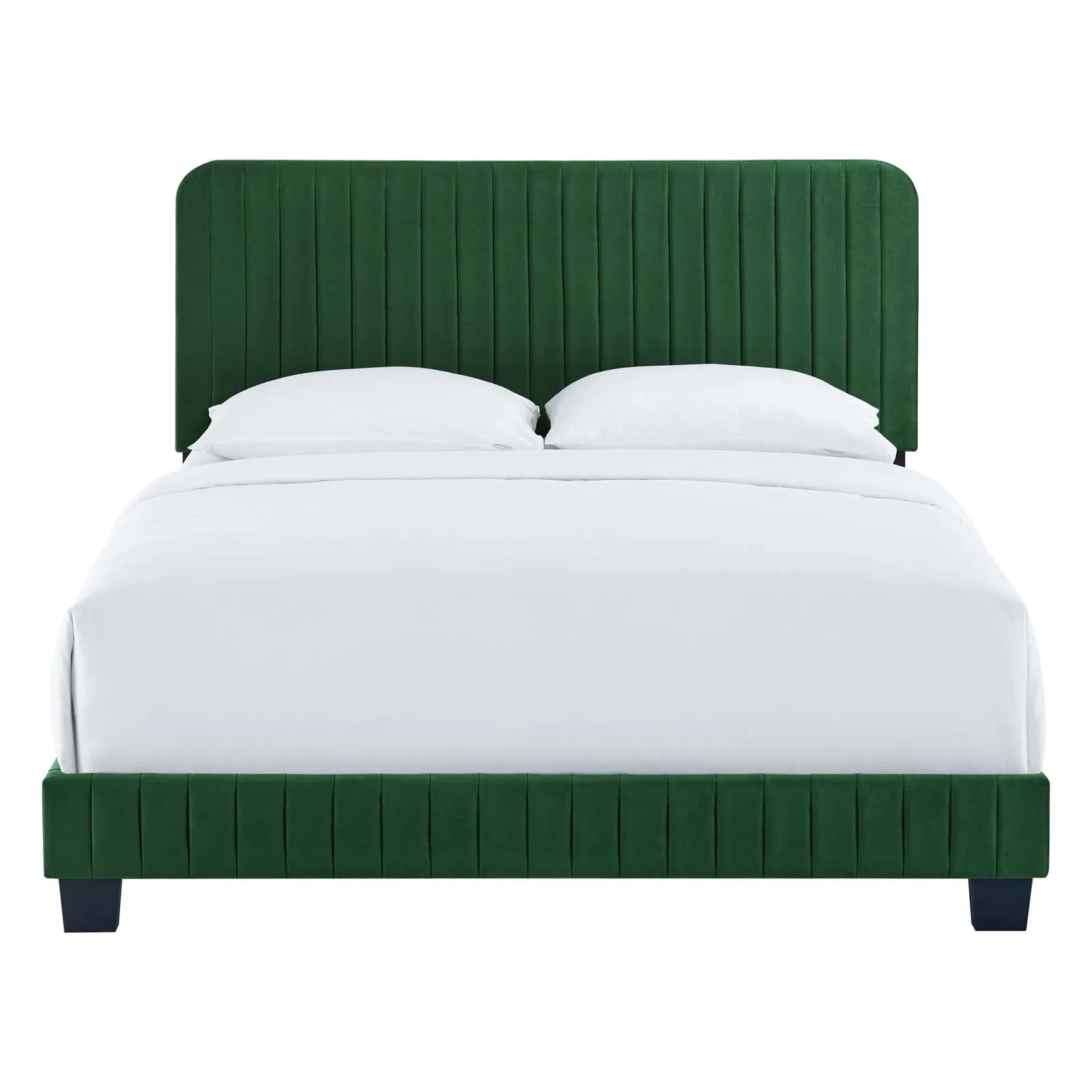 Celine Channel Tufted Performance Velvet King Bed Emerald MOD-6329-EME