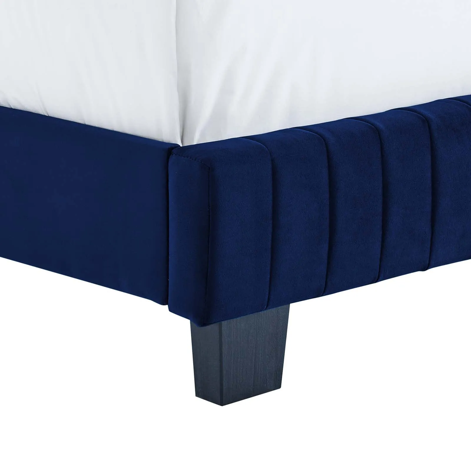 Celine Channel Tufted Performance Velvet King Bed Navy MOD-6329-NAV