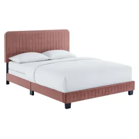 Celine Channel Tufted Performance Velvet Queen Bed Dusty Rose MOD-6330-DUS