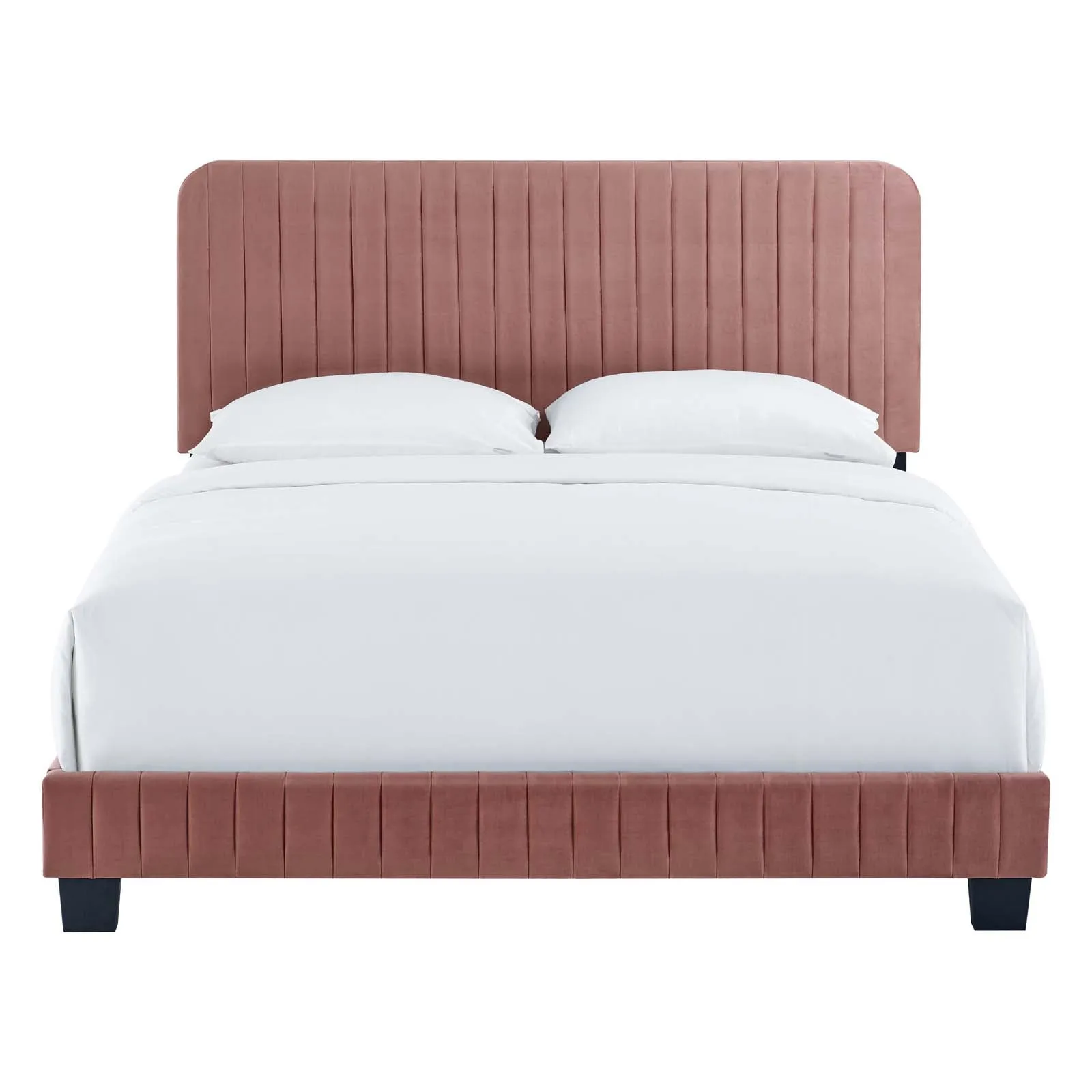 Celine Channel Tufted Performance Velvet Queen Bed Dusty Rose MOD-6330-DUS