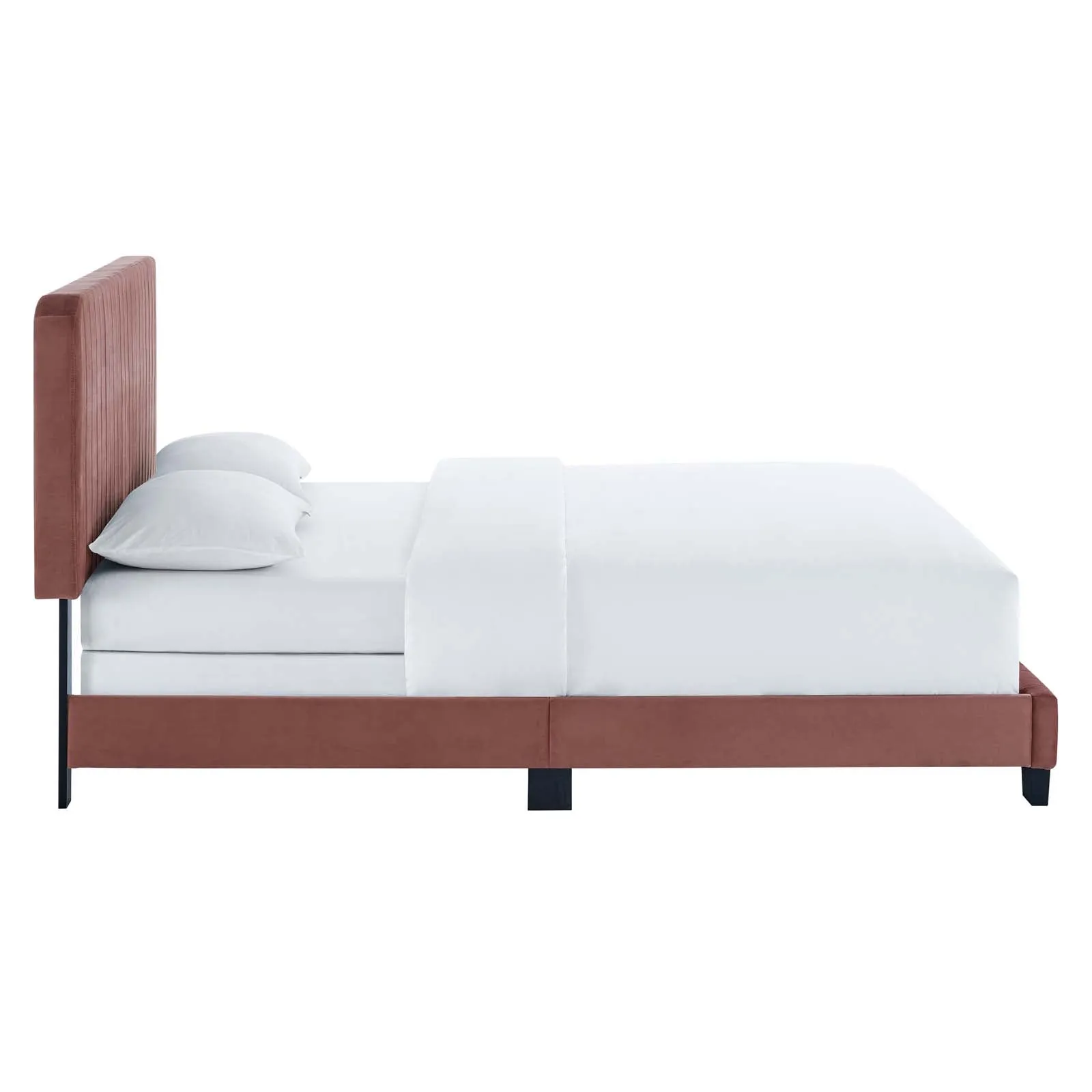 Celine Channel Tufted Performance Velvet Queen Bed Dusty Rose MOD-6330-DUS