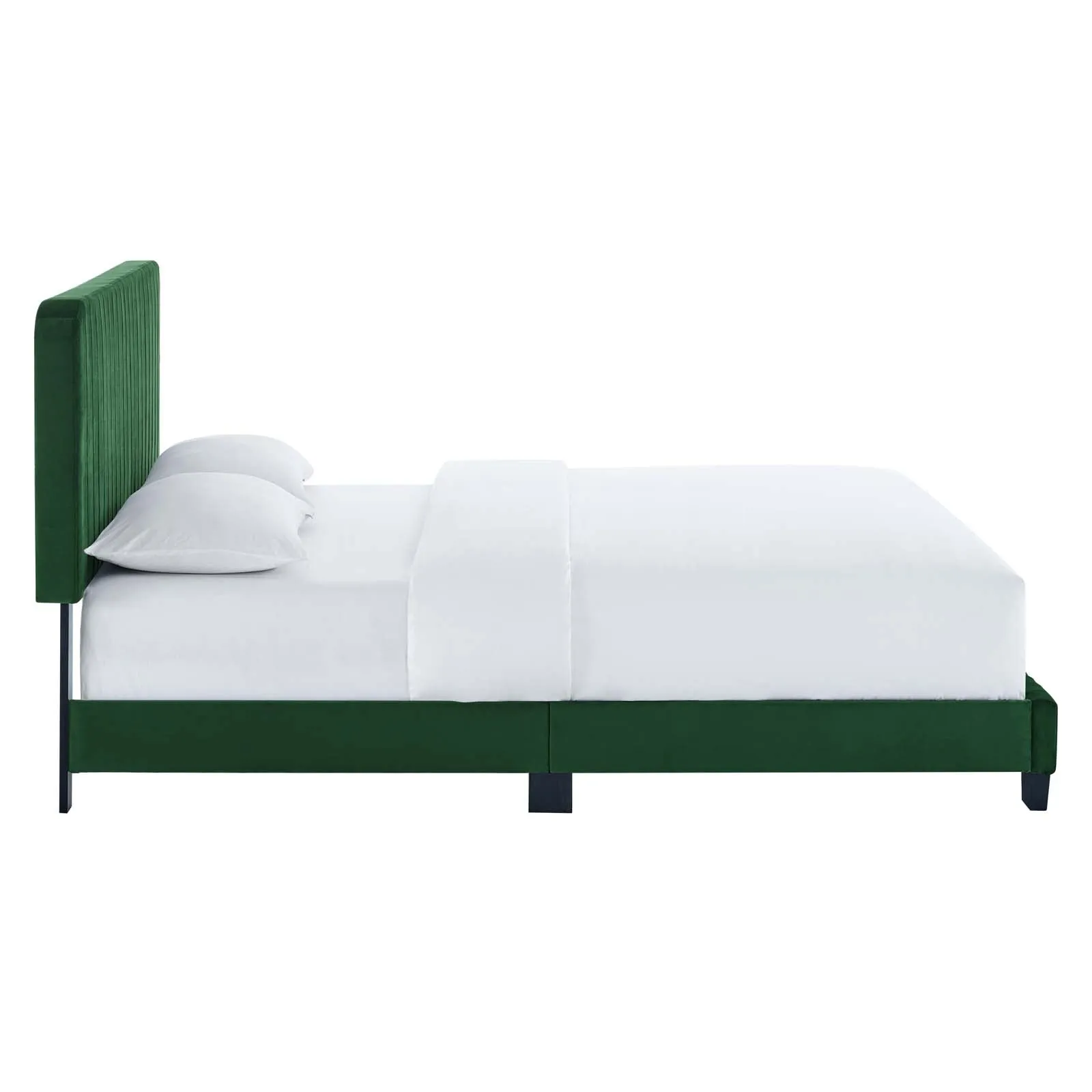 Celine Channel Tufted Performance Velvet Queen Platform Bed Emerald MOD-6334-EME