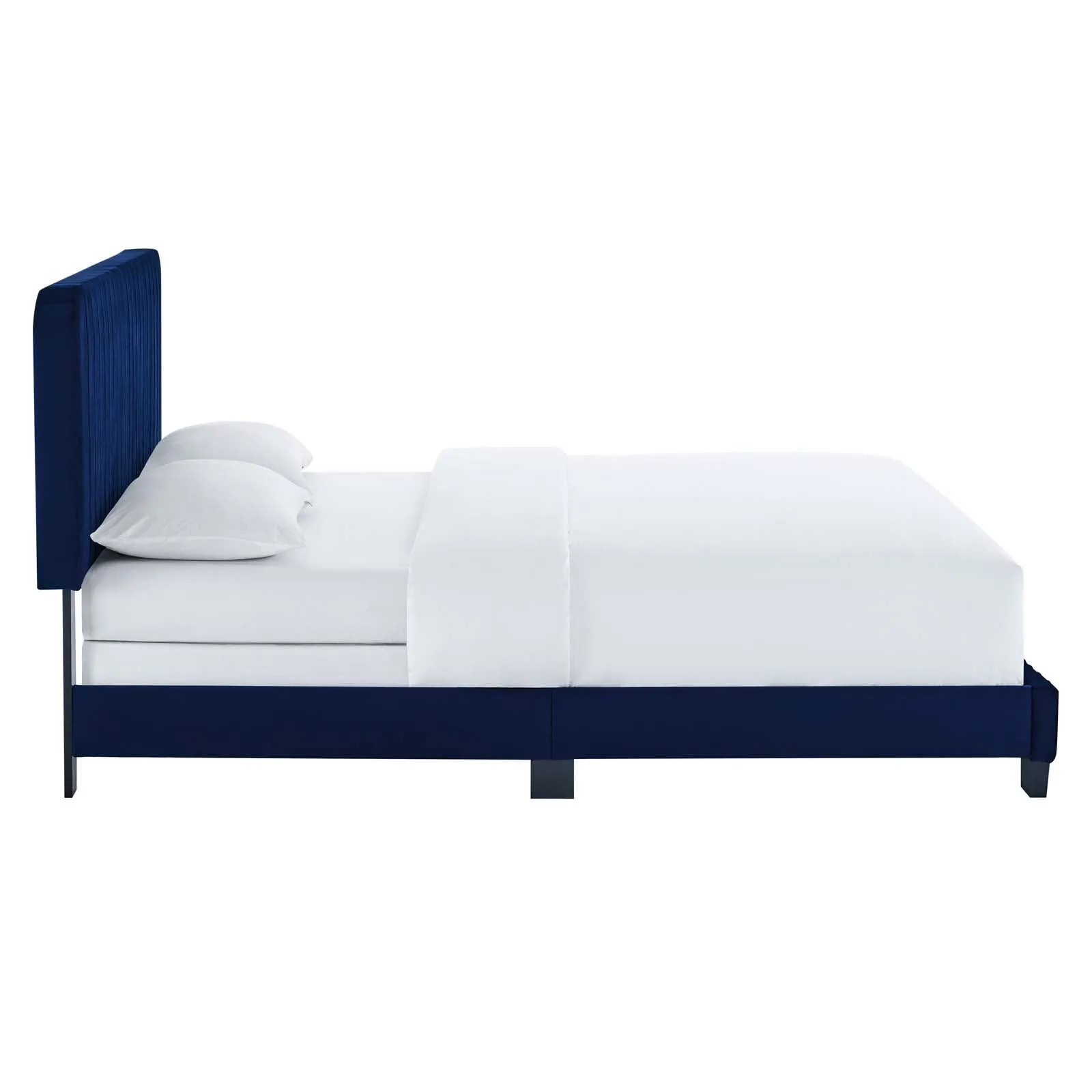 Celine Channel Tufted Performance Velvet Twin Bed Navy MOD-6332-NAV