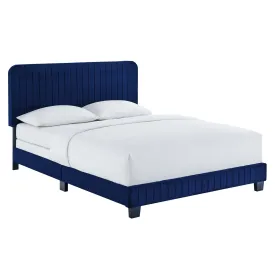 Celine Channel Tufted Performance Velvet Twin Bed Navy MOD-6332-NAV