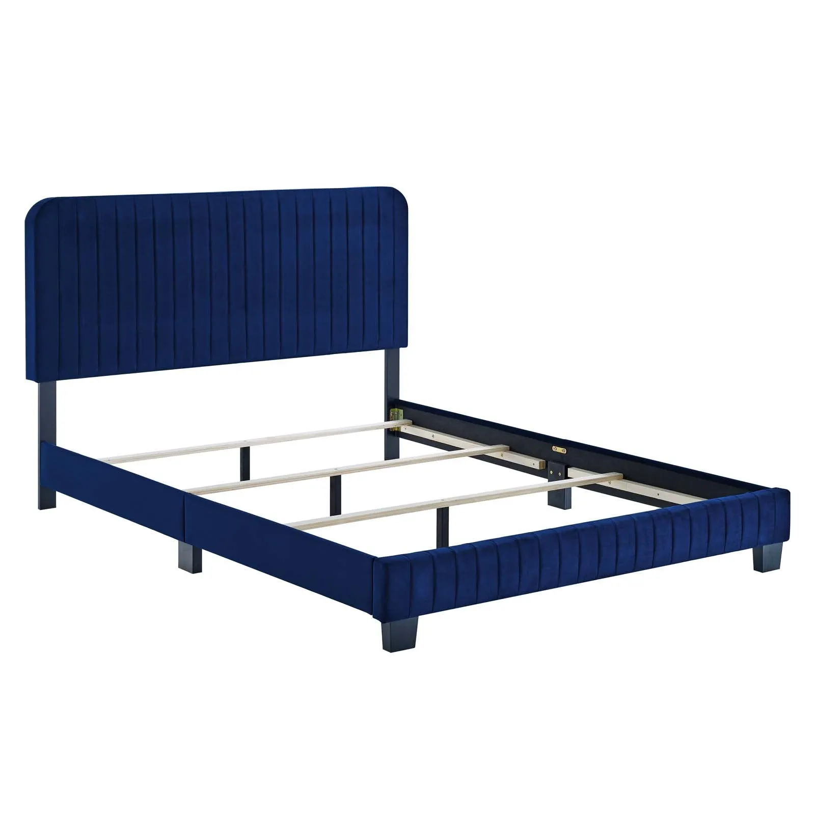 Celine Channel Tufted Performance Velvet Twin Bed Navy MOD-6332-NAV