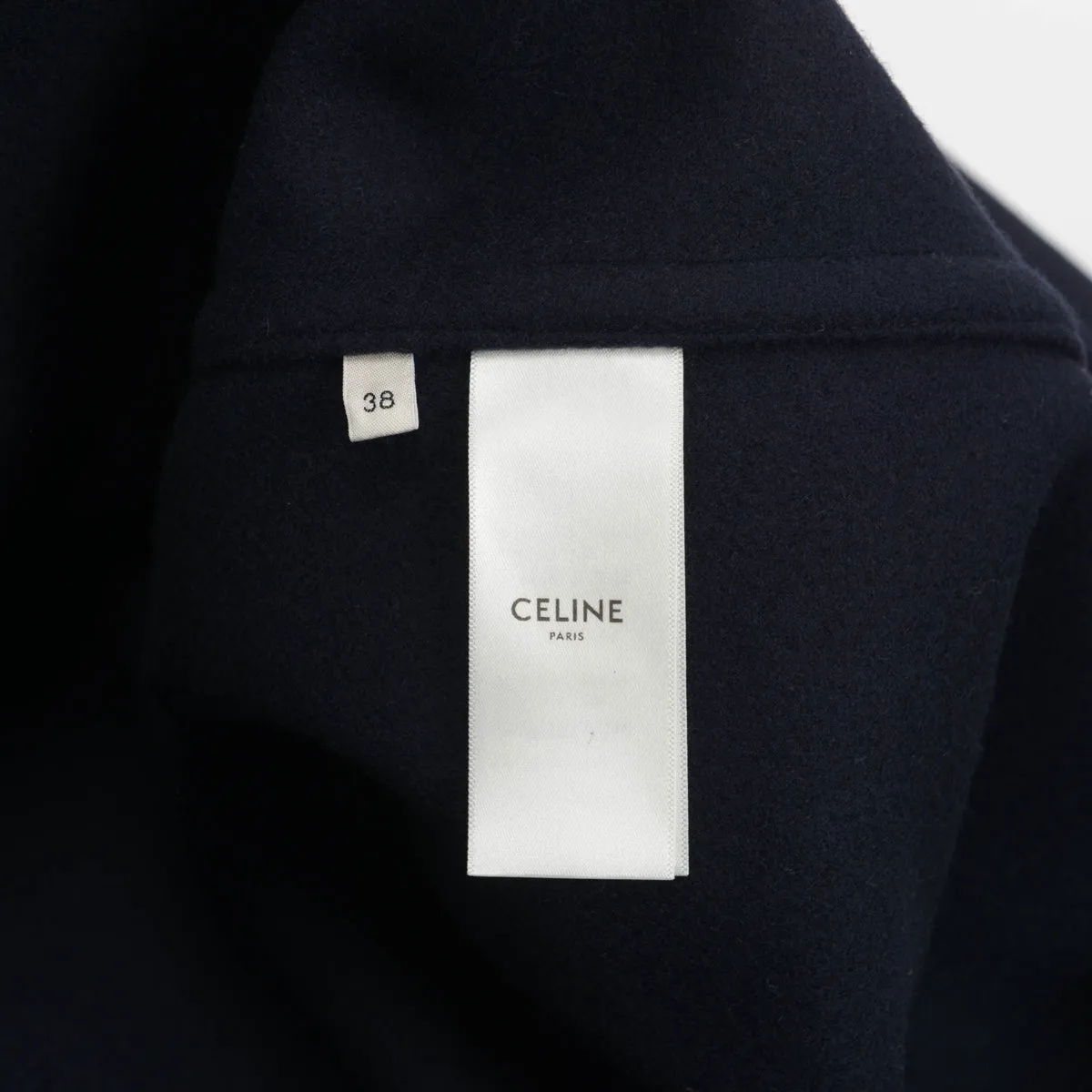 Celine Navy Wool Melton V-Neck Chain Pullover FR 38