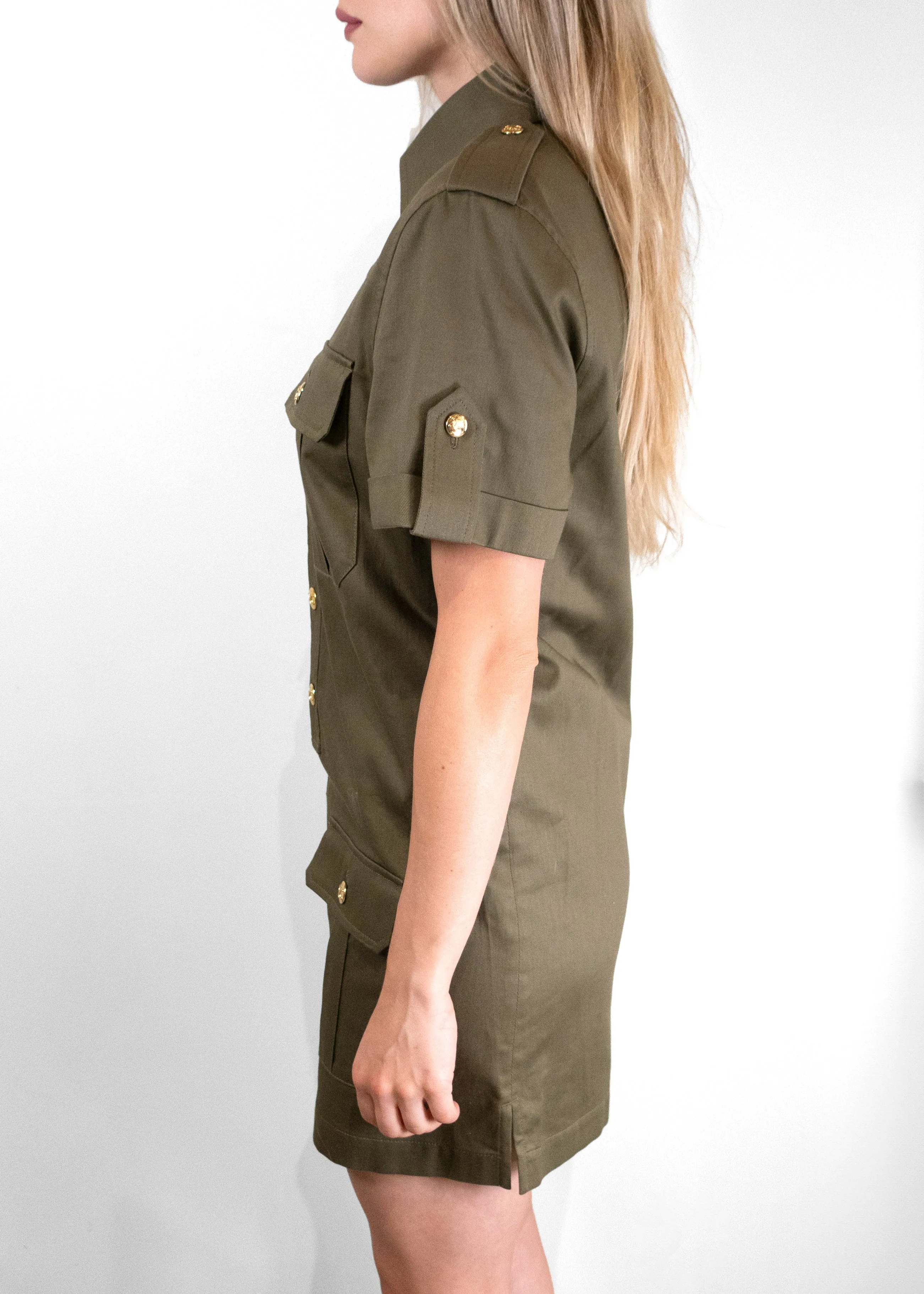 Celine Short T-Shirt Dress w/ Military Pockets