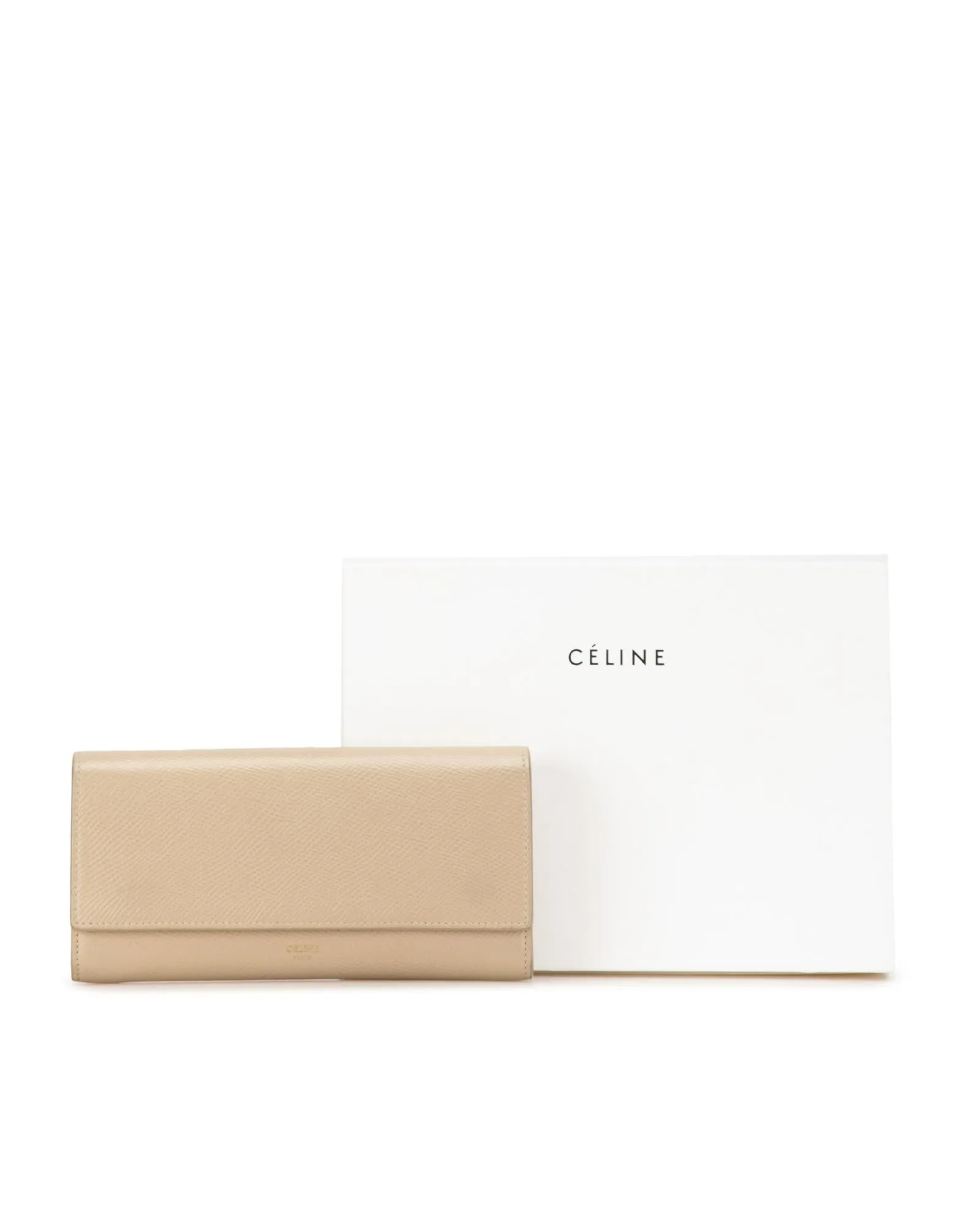 Celine TriFold Wallet in Beige Calfskin Leather