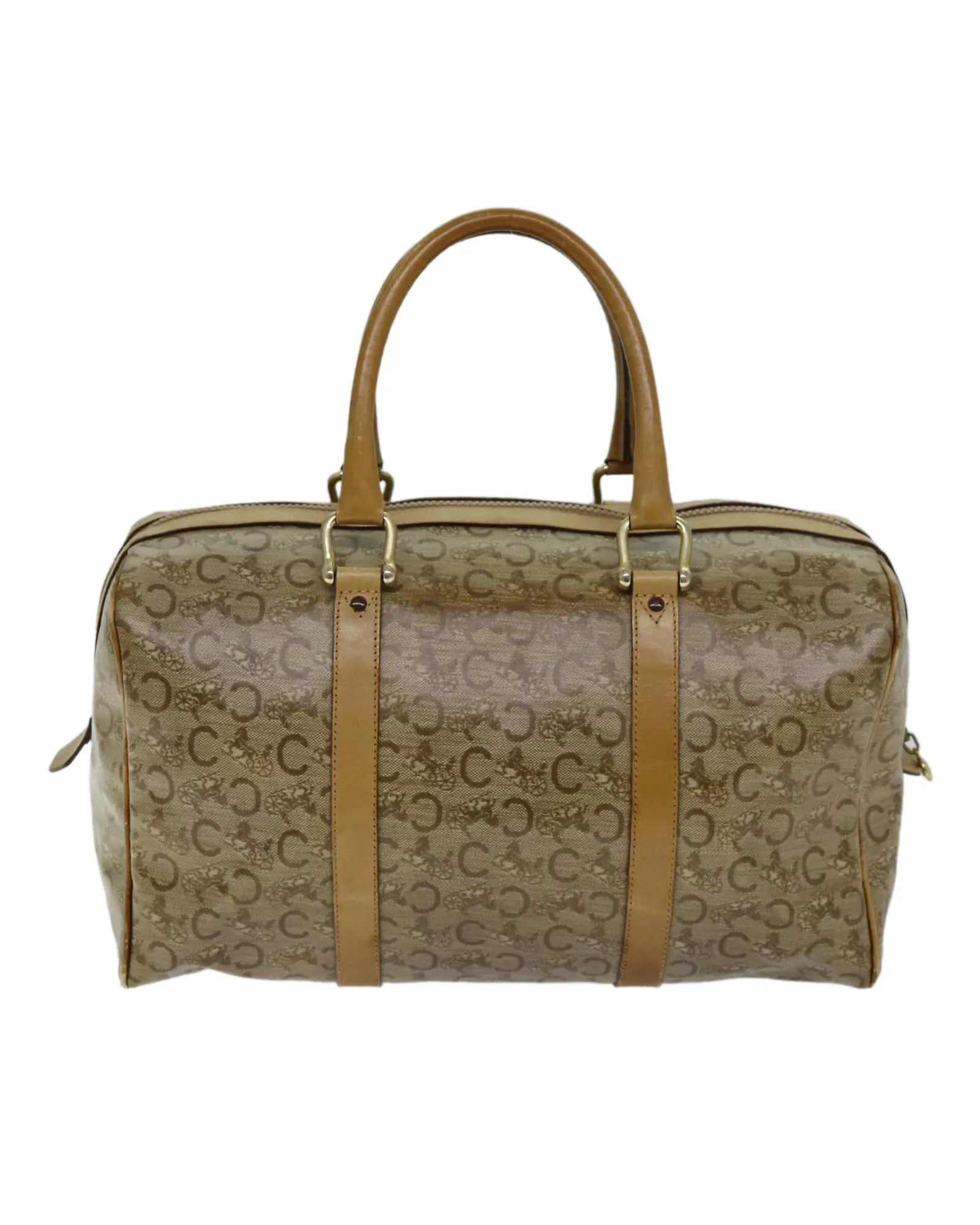 Coated Canvas Boston Bag with Macadam Print - Beige