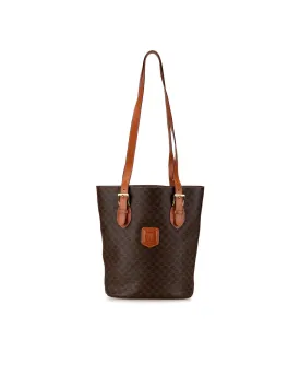 Coated Canvas Tote Bag with Leather Straps and Interior Zip Compartment