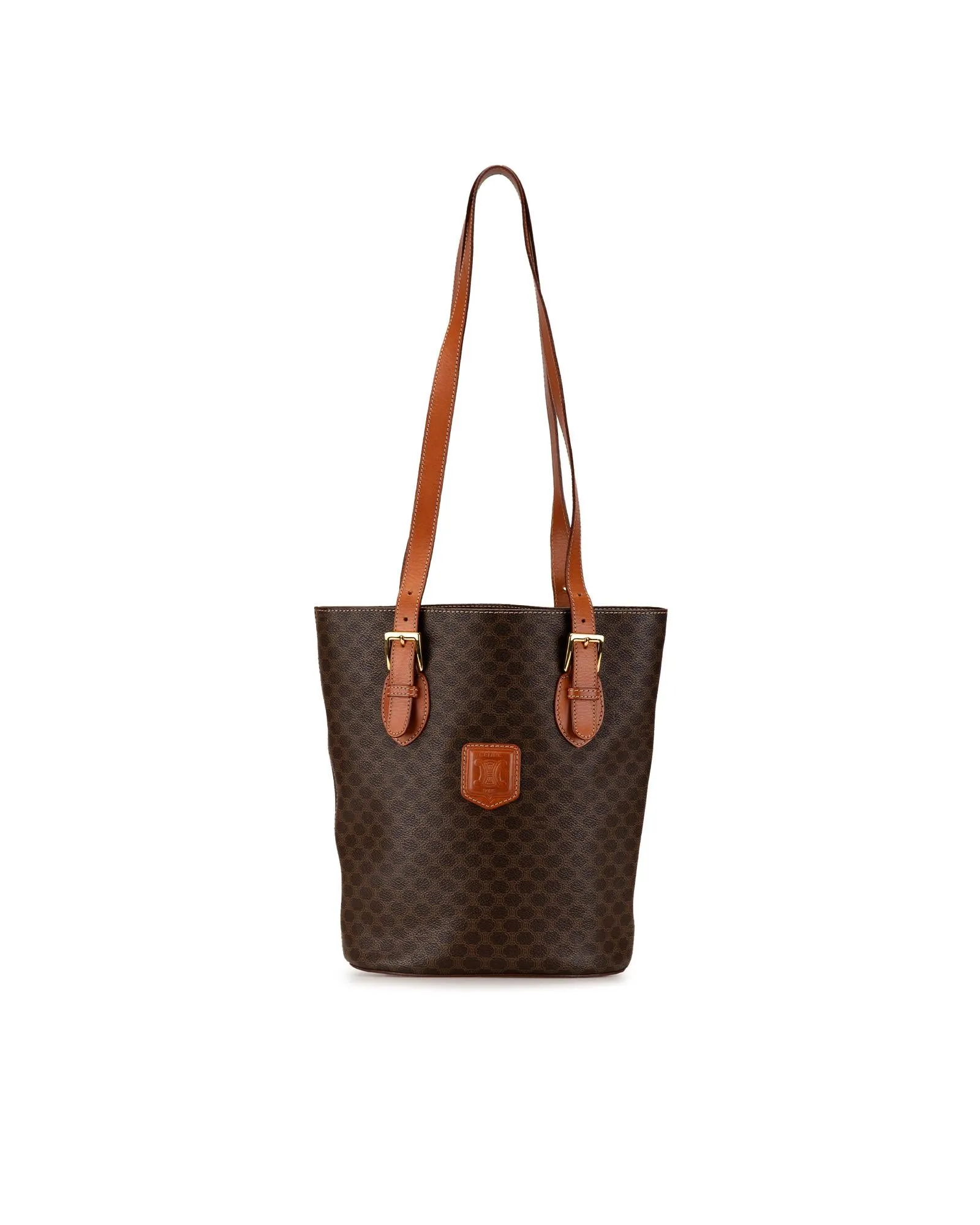 Coated Canvas Tote Bag with Leather Straps and Interior Zip Compartment