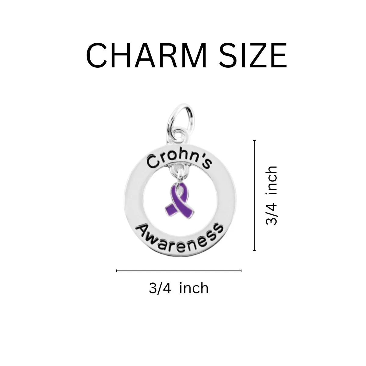 Crohn's Disease Purple Ribbon Awareness Circle Charm Split Style Keychains