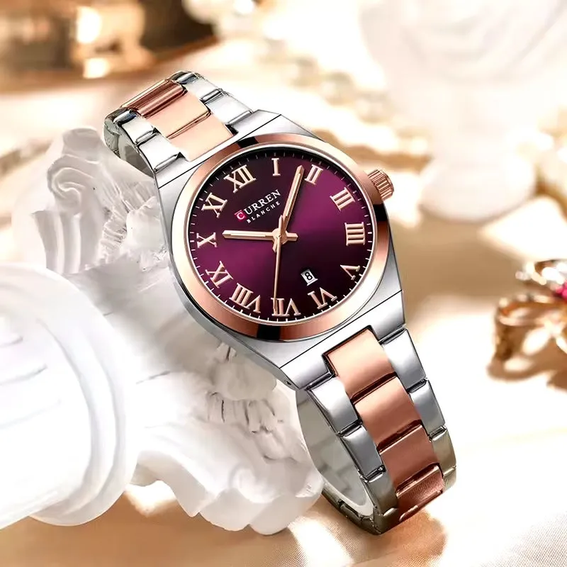 CURREN Original Brand Stainless Steel Band Wrist Watch For Women With Brand (Box & Bag)-9095