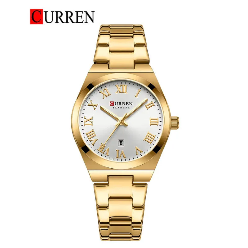 CURREN Original Brand Stainless Steel Band Wrist Watch For Women With Brand (Box & Bag)-9095