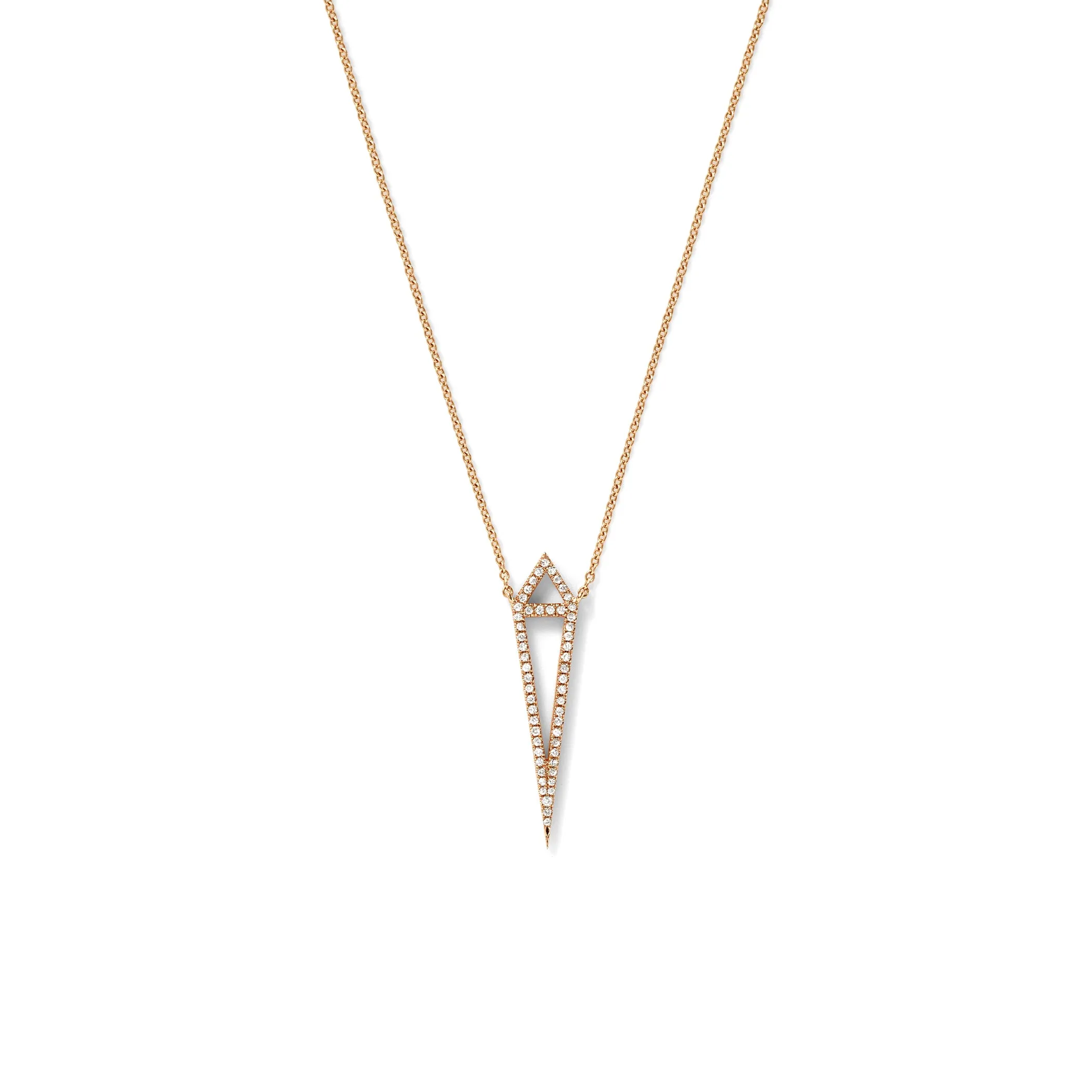 Dagger Pendant in 18K Rose Gold with Pale Champagne Diamonds