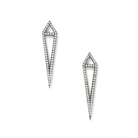 Dagger Studs in 18K Blackened White Gold with White Diamonds