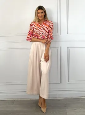 Ella Wide Leg Pant - Beige