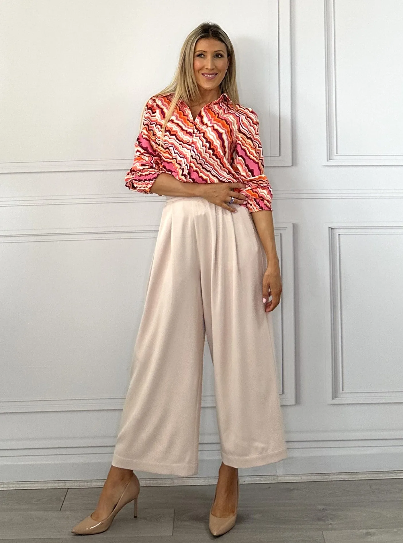 Ella Wide Leg Pant - Beige