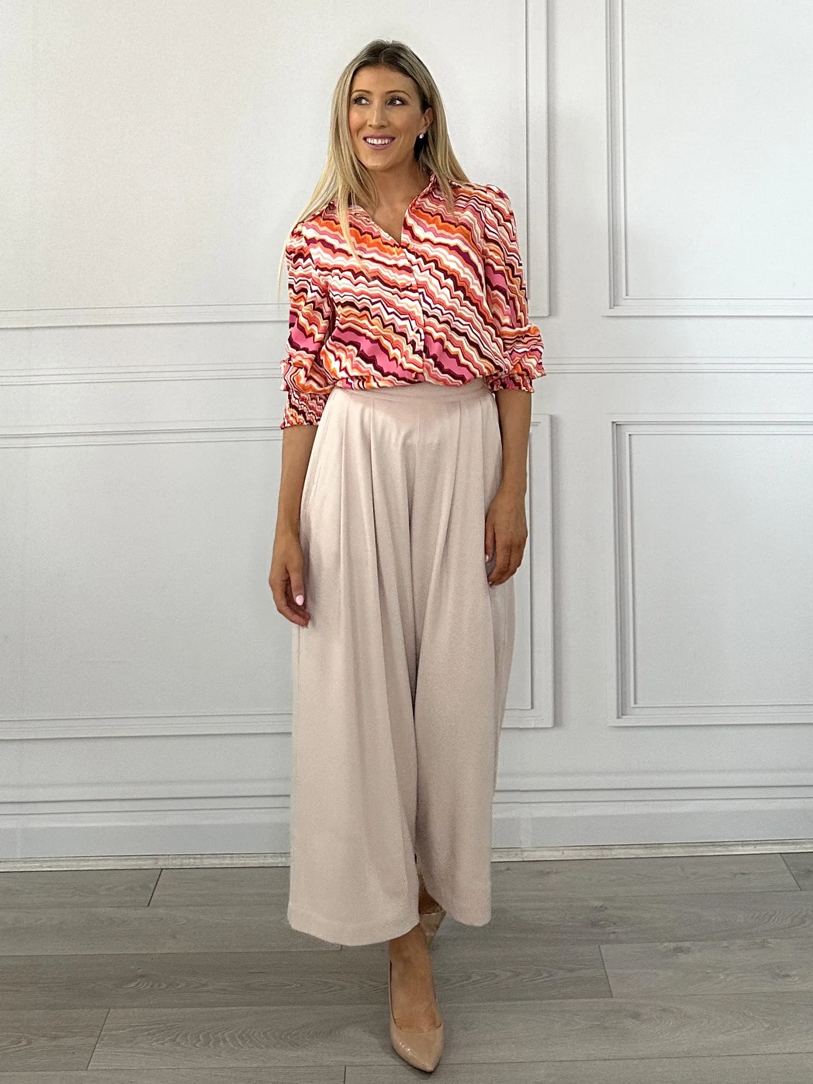 Ella Wide Leg Pant - Beige