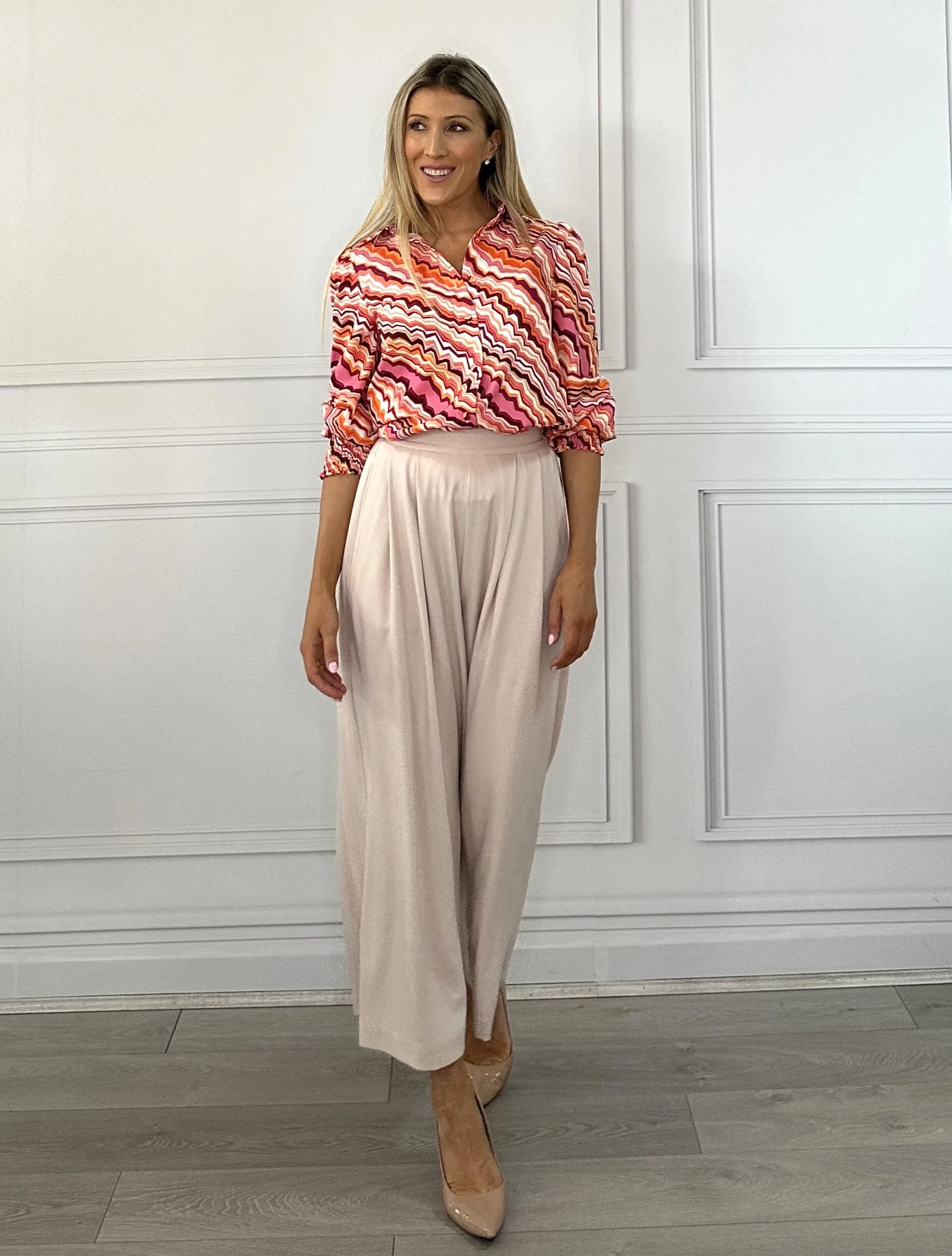 Ella Wide Leg Pant - Beige