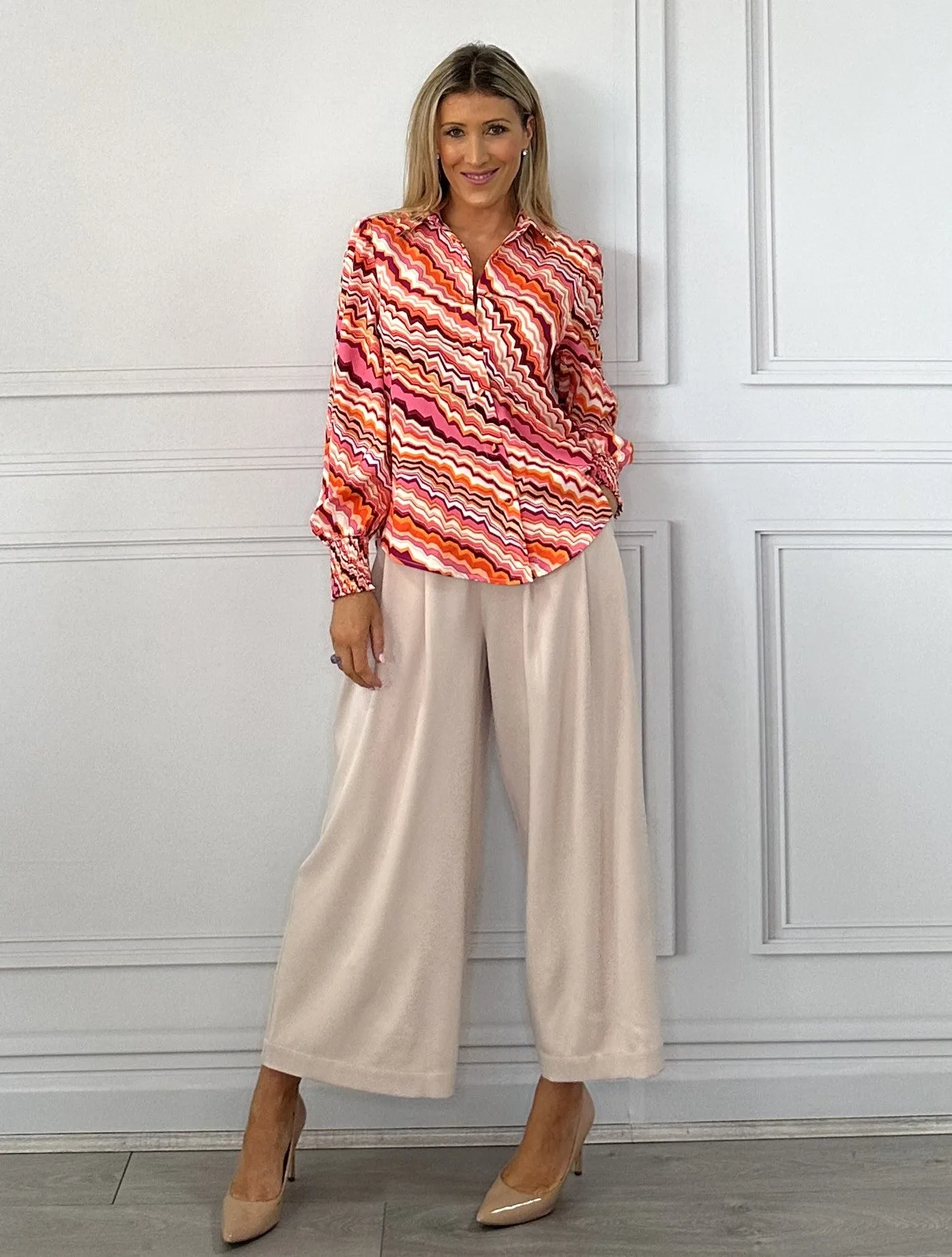 Ella Wide Leg Pant - Beige