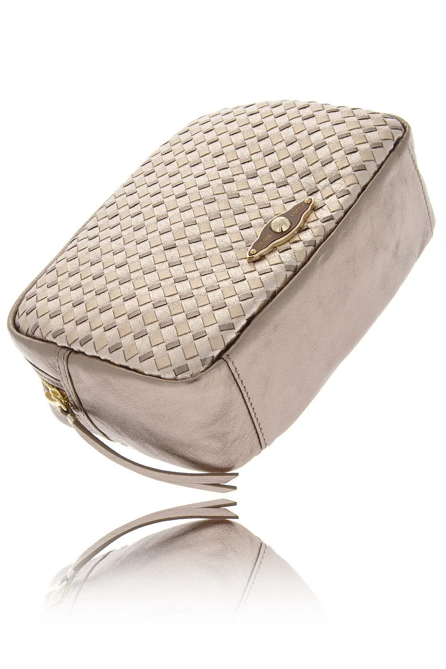 ELLIOTT LUCCA MILLANA Metallic Gold Leather Clutch Bag