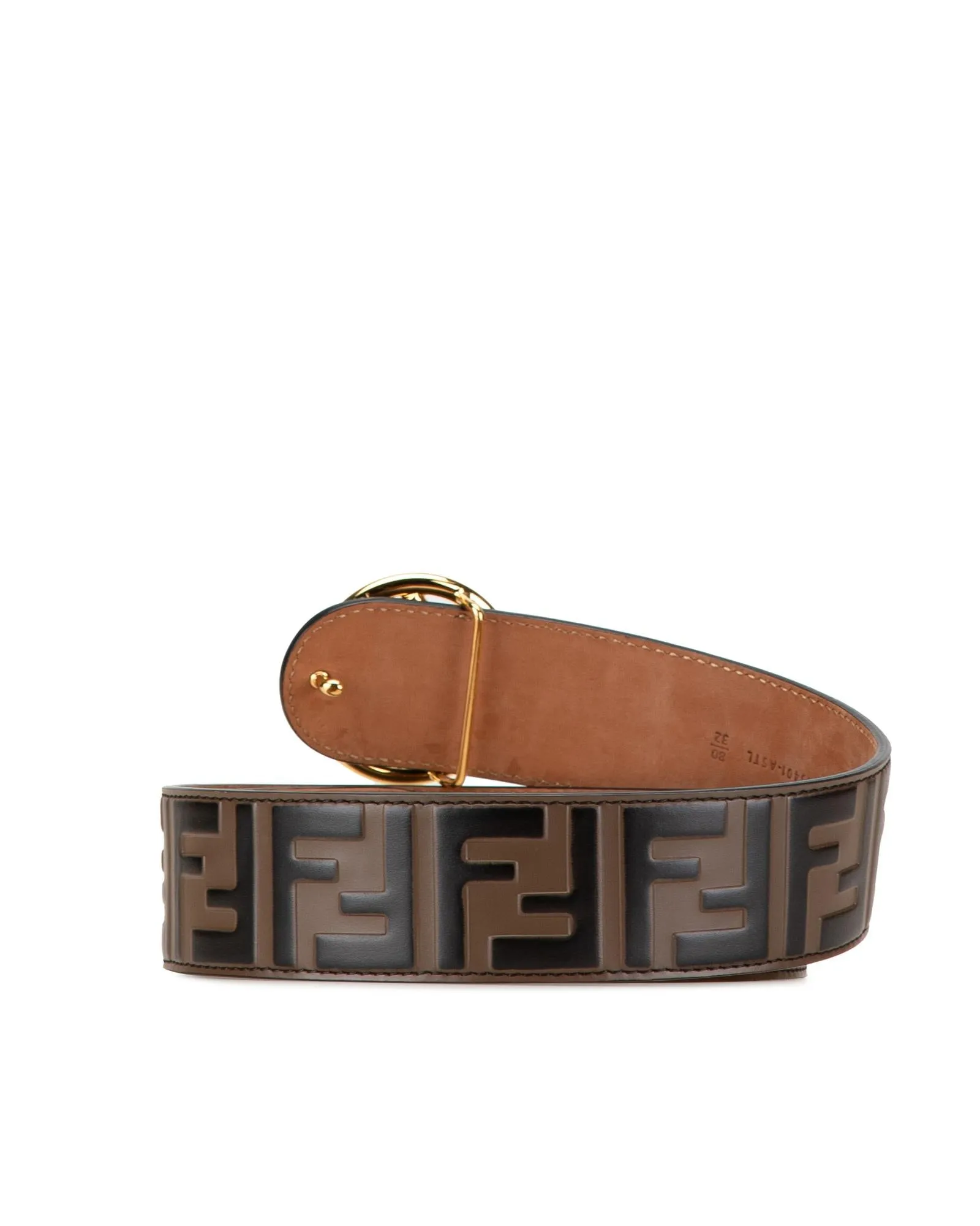 Embossed Leather Belt with Metal Buckle