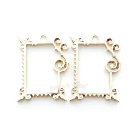 Fancy Rectangle Frame Open Bezel Charms (4 pieces)